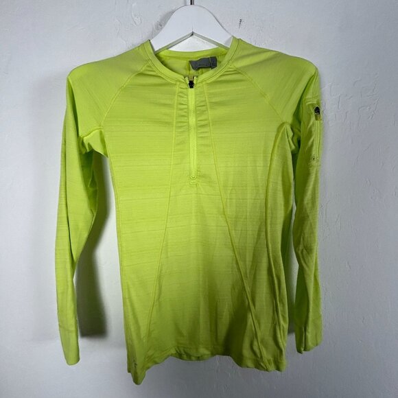 Athleta Womens Neon Yellow Quarter Zip Pullover Performance Top Small Stretch - Picture 1 of 8